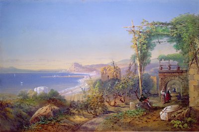 Castille en de Baai van Baia, Pozzuoli, 1866 door Edward Richardson